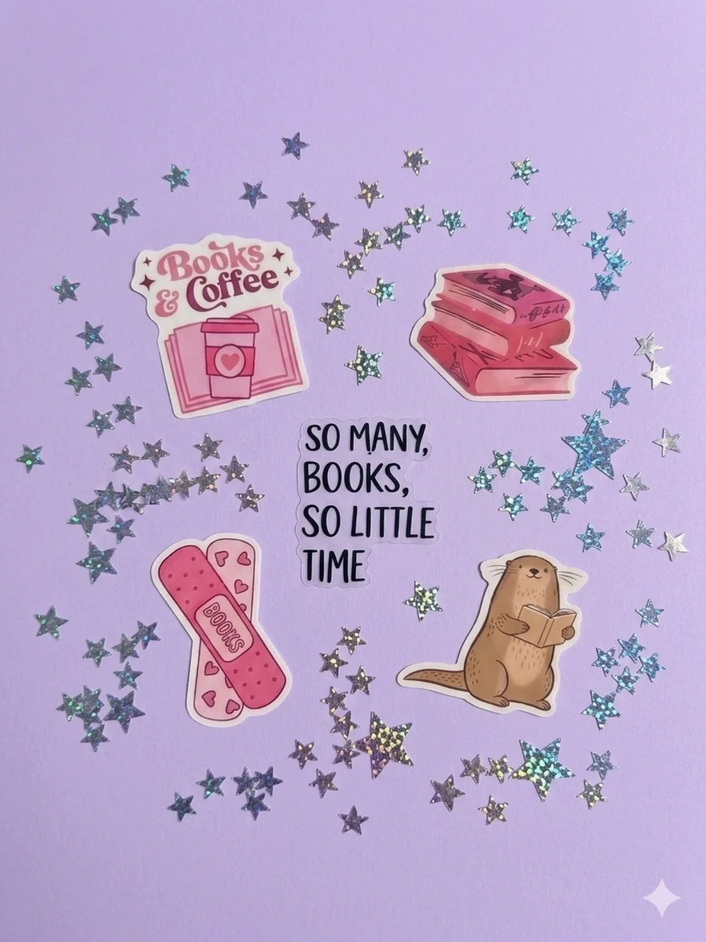 Pink Book Lover Sticker Sheet - Unbranded